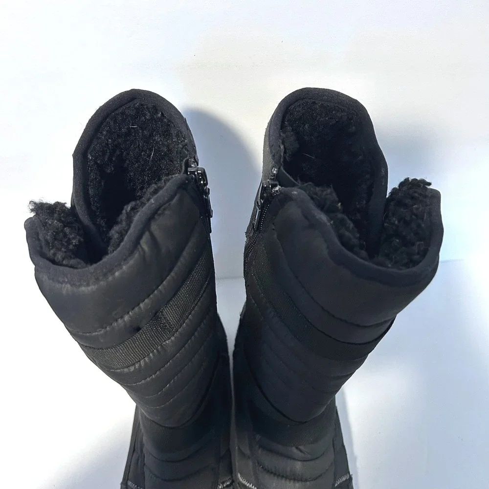 Merrell Approach Sport Tall Snow Boots Women 8 WP Black Insulated Zip Fleece
